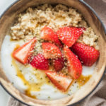 Strawberries and Cream Protein Steel Cut Oats